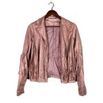 NEW! Western Fringe Soft Faux Suede Open Style Lined Jacket Coat L Dusty Rose Size L Photo 1