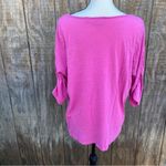 Avenue Pink Flowy Ruched Arm 3/4 Sleeve Top Size 3X Photo 5