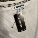 EXPRESS NWT  White Mini Ruffle Flow Flutter Sleeve Fit And Flare Dress Photo 2