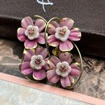 Vintage Purple Rhinestone Oversized Floral Screwback Earrings White Photo 0