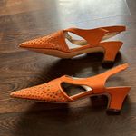 Caressa Vintage Suede Sling Back Laser Cut Heels Burnt Orange 8.5 Photo 2