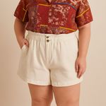 Madewell White Linen Blend Pull On Paperbag Shorts Photo 0