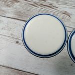 Vintage Clip On Earrings Large Cream & Blue Statement Circle Photo 5