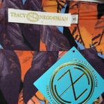 Tracy Negoshian Women XS Orange Purple Feather Print Twist Front Dress NWT Photo 2