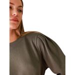 Leallo Women's Olive Green Jewel Puff Sleeve Crew Pullover Sweatshirt Medium Photo 1