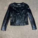 J Brand Croc Embossed Lamb Leather Moto Jacket Black Small Photo 3