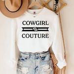 Western Cowgirl Pullover Sweatshirt White Size XL Photo 0
