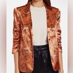 $495 CLINQ A SEPT PAISLEY 3/4 SLEEVE SATIN BLAZER JACKET FLAME MU Orange Size 0 Photo 0
