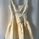 We Wore What ecru satin corset peplum minidress women's size 00 Photo 0