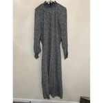 Reformation  Maxi Dress Size 12 Black White Floral Long Sleeve High Neck Cute Photo 2