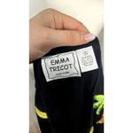 Vintage Emma Tricot Embroidered Beach Themed Cardigan Black Women's Small Photo 5