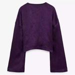 ZARA  Purple Long Bell Sleeve Rhinestone Button Jacquard Blouse Size M NEW Photo 4