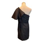 Anthropologie Leifsdottir‎ Dress Sz 8 Womens Black One Shoulder Ruffle Mini Cotton Blend Lined Photo 3