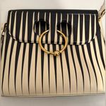 JW ANDERSON Pierce Medium Striped Leather Shoulder Bag Black and Cream Op Art Photo 3