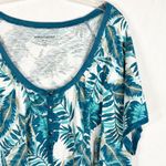 Woman Within Woman Within Plus Size 3X Top 30W 32W Blue Tropical Floral Print Cotton 1117 Photo 3