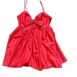 Aakaa  Women's Red Bow Front V-Neck Sleeveless Mini Dress Size Large Photo 0