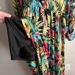 Y2K Spy Zone Exchange Tropical Floral Maxi Dress Belted Sheer Long Sleeve M Black Size M Photo 4