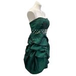 Jovani  Deep Green Rhinestone Strapless Mini Cocktail Dress Photo 1