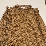 Rachel Parcell Women’s Tan Animal Floral Ruffle Blouse – Long Sleeve – Size Med Photo 3