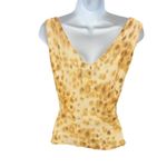 Jones Wear Ruffle Silk Blouse Womens Sleeveless Brown Print Top Size 14 Photo 1