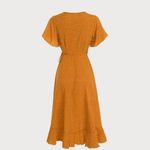 Rihoas Yellow Polka Dot Ruffle Wrap Dress Size M Photo 2