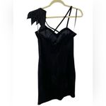 Pia Rucci Vintage Little Black Suede Leather Dress Sz S/M 12 Criss Cross Straps Photo 1