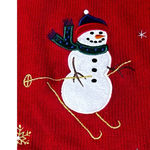 Vintage Crystal Kobe Snowman Patch Red Christmas Cardigan Size L Ugly Sweater Size M Photo 3