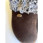 Womens Italian Suede clogs 9.5 Brown Faux Fur Slip On Winter Rustic Cozy New Photo 8
