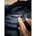 The Pyramid Collection Denim Jacket Lace Trim Ruffle Fitted Womens Large Blue Photo 1
