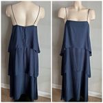 Banana Republic Navy Tiered Slip Dress Size 6 | Minimalist Midi Cocktail Dress Photo 1
