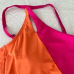 Lands End Orange & Magenta Pink One Shoulder Swimsuit Size M Photo 7