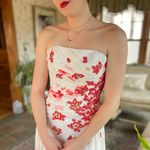 Floral chiffon beaded prom dress Red Size 2 Photo 4