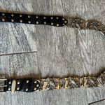 Genuine Lether Belt size Large metallic medallion Eagles 9914 Leather Studded Brown Photo 0