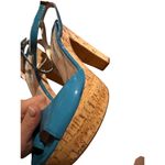 Prada  Teal Patent Leather Cork Heels Sz. 38 (US 7) Photo 10