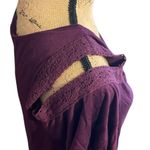 Mudd Purple Cut Out Cold Shoulder Short Sleeve T-Shirt with Embroidered Accents Photo 1