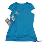 ASICS Shirt Womens XS Blue Floral Print Cap Sleeve T-Shirt WR1187-4002 NWT Photo 10