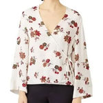 ALC Frank A.L.C 100% silk Floral wrap bell sleeve‎ blouse size 8 Photo 0