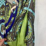 Rare Meghan LA Silk Art Deco Flapper Lady Print Stunning Bold Tunic Dress Size 6 Green Photo 7
