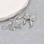 Silver Ribbon Bow Earrings Photo 1