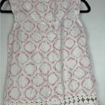 Lilla P White and Red Patterned Blouse with Lace Detail Photo 3