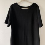 Mario Serrani Italy Womens Size XL Black Ribbed Short Sleeve Sheath Dress Photo 1