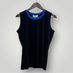 Misook  Woman Black Blue Trim Knit Tank Top Sleeveless Pullover Medium Minimalist Photo 1