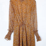 The East Order  Mustard Floral Smocked Neck Dress Size Small Photo 0