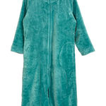 Fleece Robe Housecoat Women Teal Floral Zip Photo 0
