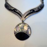 Vintage Alpaca Mexico Sterling Abalone Necklace Earrings Set Estate Jewelry Silver Photo 1