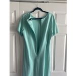 Sharagano  Women's 14 Blue Shift Dress Gold Exposed Zipper Hem Old Money Derby Photo 4