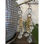 Vintage Gold Plated Clear Drop Dangle Earrings Womens‎ Fashion Jewelry EUC Photo 1