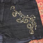 Forever 21 EMBELLISHED FRONT BLACK DENIM SHORTS Photo 1