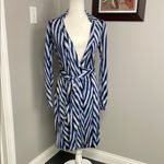 Diane Von Furstenberg  DVF New Jeanne Two Wrap Dress Blue White Collared Size 2 Photo 1