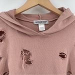 Cotton Emporium  Hoodie Sweatshirt Distressed Holes Dusty Pink Comfy Size Medium Photo 10
